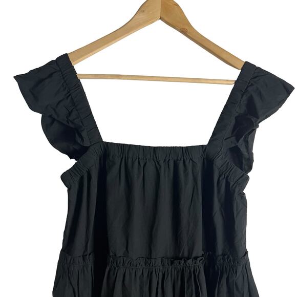 Madewell Marnay Black Flutter-Sleeve Square-Neck Mini Dress Size Medium - Picture 4 of 11